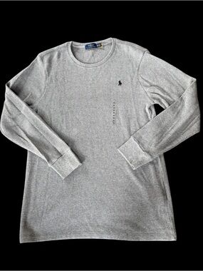 Polo Ralph Lauren Waffle Knit Thermal Shirt Gray Long Sleeve Crew Neck Logo XXL